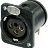 XLR panel socket, 3 pole, gold-plated, metal, NC3FDM3-H-B