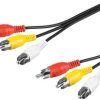 Kabel łączący Composite Audio Video, 3 x cinch - Długość kabla 5 m