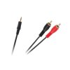 KABEL JACK 3,5 - 2x RCA 1,5m ZŁOTE KOŃCÓWKI CZARNY KPO2748-1,5