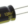 Kondensator 1200μF 35V dc Radialny, Otwór przelotowy Panasonic roztaw: 5mm 12.5 (Dia.) x 25mm