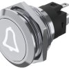 Podświetlany łącznik przyciskowy Chwilowy SPDT średnica wycięcia 22.3mm, montaż panelowy EAO