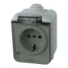 Gniazdo pojedyncze schuko natynkowe IP44 szare M-L 1592