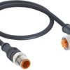 Sensor actuator cable, M12-cable plug, straight to M12-cable socket, angled, 3 pole, 5 m, PUR, black, 4 A, 1210 1206 03 L1 300 5