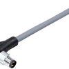 Sensor actuator cable, M8-cable plug, angled to open end, 3 pole, 5 m, PVC, gray, 4 A, 77 3703 0000 20003-0500
