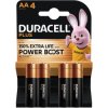 Alkali manganese-battery, 1.5 V, LR6, AA, round cell, surface contact, DURACELL PLUS POWER BOOST AA4, package with 4 pieces