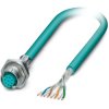 Sensor actuator cable, M16 panel socket, straight to open end, 8 pole, 0.5 m, PUR, blue, 2 A, 1240030