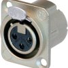 XLR panel socket, 3 pole, silver-plated, 2.5 mm², AWG 14, metal, NC3FD-LX