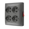 Simon Aquaclick Gniazdo IP20, Schuko, 4-krotne, z wbudowanym wyłącznikiem szary ACGSZN4W1/16