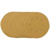 Draper 58340 Gold Sand. Discs-Hook&Loop 125mm 240Grit 8 Dust Extract Holes 10Pc