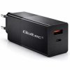 Qoltec Ładowarka GaN POWER PRO 1xUSB-C 1xUSB 100W 5-20V 1.5-5A PD Laptop Smartfon Czarna