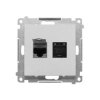 Simon 55 Gniazdo komputerowe podwójne RJ45 kategoria 6, z przesłoną przeciwkurzową (moduł) Aluminium mat T62.01/143