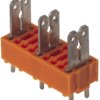 PCB terminal, 2 pole, pitch 10 mm, AWG 24-14, 15 A, faston plug, orange, 9500750000