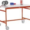 Manuflex BB4034.2001 MASZYNA stołowa podstawa mobilna z płytą z płytą z blachy w oponie RAL 2001, szer. X gł. X wys.: 12