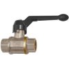 Ball valve, L 69 mm, 12 bar, brass, nickel-plated, for pipe systems, 103255