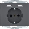 K.1 Gniazdo schuko z gniazdem ładowania USB 2,4 A samozaciski antracyt mat 48037006 HAGER