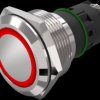 Vandal-proof pushbutton, silver, illuminated  (red), mounting Ø 22 mm, IP65/IP67, 82-6152.1114