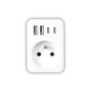 Rozgałęźnik sieciowy: 1 gniazdo okrągłe z uz. + 2x USB + 2x USB-C, Biały 2x2,4A ADM