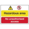 Scan 4025 Hazardous Area / No Unauthorized Access - PVC Sign 600 x 400mm