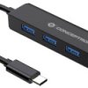 Conceptronic CTC4USB3 USB-Hub 4 porty USB-A USB 3.1 Gen1 5 GBit/s z wtyczką USB-C czarny CTC4USB3