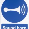 Znak nakazu, Sztywny plastik PP, Niebieski/biały, Sound Horn-Tekst Angielski, szt. 1, Nie Znak
