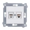 Gniazdo komputerowe kat.6 + gniazdo telefoniczne ( Kat. 6, Kat. 3, RJ45, RJ11 ) Biały 256/01