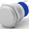 Vandal-proof pushbutton, 2 pole, silver, illuminated  (red/blue), 3 A/250 VAC, mounting Ø 19.2 mm, IP67, 1-2317404-5