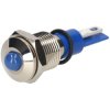 R-TECH 656923 Panel Indicator 10mm Domed 12V Blue Nickel Brass
