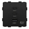 Ładowarka USB A + 2xC 65W GaN czarna podtynkowa (moduł bez ramki) - TAWOIA Glass
