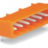 Pin header, 3 pole, pitch 5.08 mm, angled, orange, 231-533/001-000