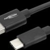 1700-0081 Data/charging cable, USB-A connector > USB-C, black, 2 m
