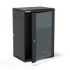 Szafa rack wisząca 19 cali 18U 600x450, drzwi szklane, tył i osłony boczne demontowalne, FLAT PACK kolor czarny ALANTEC