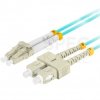 Patchcord światłowodowy MM LC/UPC-SC/UPC duplex 3mm OM3 bezhalogenowy LSOH aqua 0,5m LANBERG