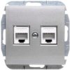 Sentia Gniazdo Komputerowe Podwójne Rj45 Kat.5E Srebrny Połysk 1449-56