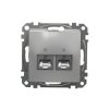 Gniazdo komputerowe podwójne RJ45 kat. 5e STP, srebrne aluminium, Sedna Design i Elements SDD113452S