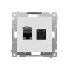 Simon 55 Gniazdo komputerowe podwójne RJ45 kategoria 6, z przesłoną przeciwkurzową (moduł) Jasnoszary mat T62.01/114