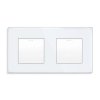 Włącznik światła + włącznik schodowy z ramką szklaną podwójną - biały - Tawoia Glass