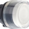 Pushbutton, unlit, groping, waistband round, white, front ring black, mounting Ø 22 mm, ZB5AP18