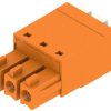 Socket header, 3 pole, pitch 3.81 mm, straight, orange, 1969100000