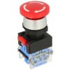 Przełącznik; bezpieczeństwa; przyciskowy; LAS0-A3Y-11TS/R; ON-OFF+OFF-ON; grzybkowy; odkręcany; 2 tory; czerwony; bez podświetle