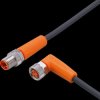 Sensor actuator cable, M8 cable plug, straight, A to M8 cable socket, angled, A, 4 pole/3 pole, 0.3 m, PUR, black, 3 A, EVC315