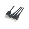 Przewód Lanberg Combo 3w1 USB typ A - microUSB + lightning + USB typ C 2.0 czarny - 1,8m