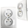 Gniazdo Podwójne Gniazdko Ścienne z Uziemieniem Podtynkowe 230V 10A Białe