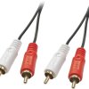 Audio kabel LINDY LINDY Audiokabel 2xRCA male/male 5m 35663, RCA/Cinch, 5.00 m