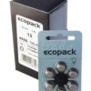 60x baterie do aparatów słuchowych ecopack Varta 13