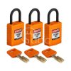 Kłódka LOTO SafeKey kompaktowa, nylonowa, szekla 25 mm, pomarańczowa (3...