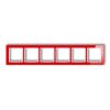 DECO Ramka uniwersalna sześciokrotna - efekt szkła (ramka: czerwona spód: biały) czerwony 17-0-DRS-6