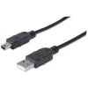 Manhattan 333375 USB-A to Mini-USB Cable, 1.8m, Male to Male, Black, 480 Mbps (