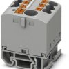 Distribution block, push-in connection, 0.14-4.0 mm², 7 pole, 24 A, 8 kV, gray, 3274166
