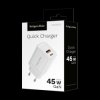 Ładowarka - zasilacz 5V/3A 9V/3A 12V/3A 20V/3,25A PD3.0/45W sieciowy USB+USB-C biały / Kruger&Matz KM0856
