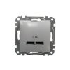 Gniazdo ładowania USB typ A+A 2,4A, srebrne aluminium, Sedna Design i Elements SDD113401